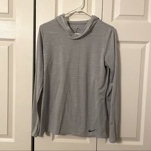 Nike Dri-Fit Long Sleeve Hooded Shirt Grey Size M